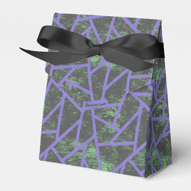 Violet and green mosaic pattern favor boxes (Front Side)