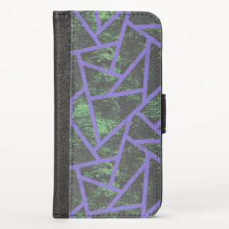 Violet and green mosaic pattern iPhone wallet case