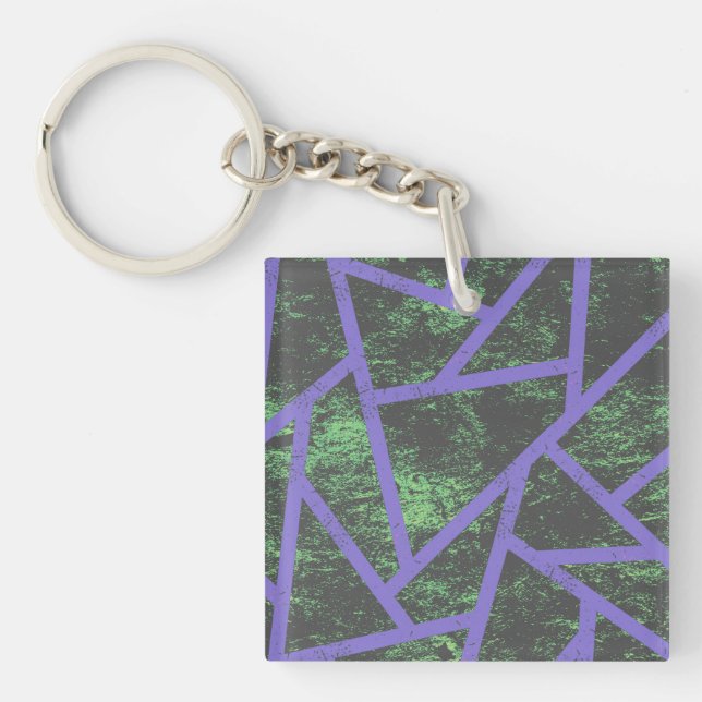Violet and green mosaic pattern keychain (Front)