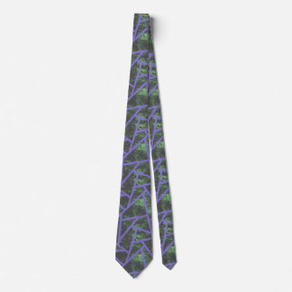 Violet and green mosaic pattern neck tie
