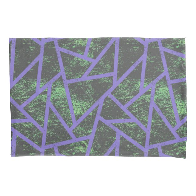 Violet and green mosaic pattern pillow case (Front)