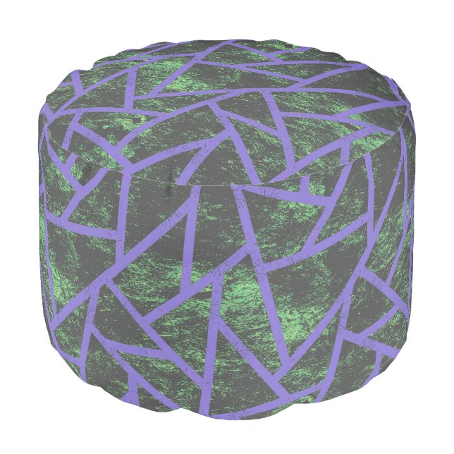 Violet and green mosaic pattern pouf (Angled Front)