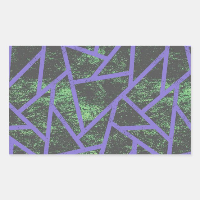 Violet and green mosaic pattern rectangular sticker (Front)
