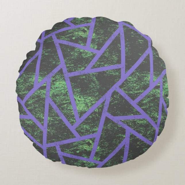 Violet and green mosaic pattern round pillow (Front)