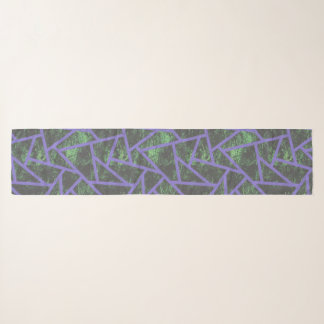Violet and green mosaic pattern scarf