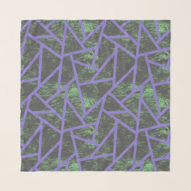 Violet and green mosaic pattern scarf (Front)