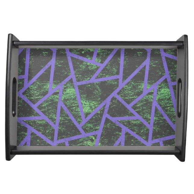 Violet and green mosaic pattern serving tray (Front)