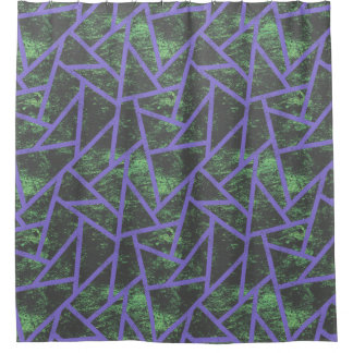 Violet and green mosaic pattern shower curtain