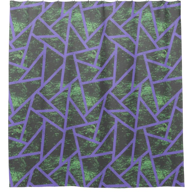 Violet and green mosaic pattern shower curtain (Front)