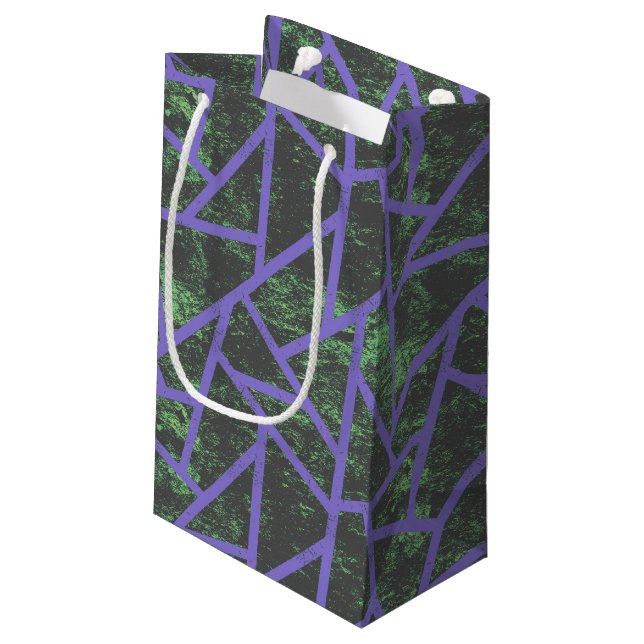 Violet and green mosaic pattern small gift bag (Back Angled)