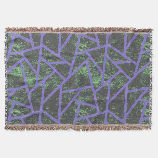 Violet and green mosaic pattern throw blanket (Front)
