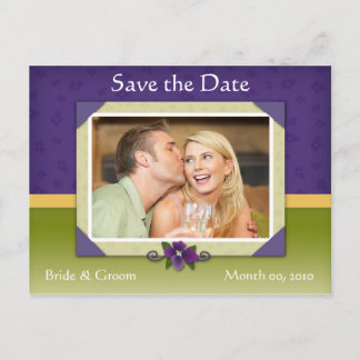 Violet and Green Save the Date Photo Postcards