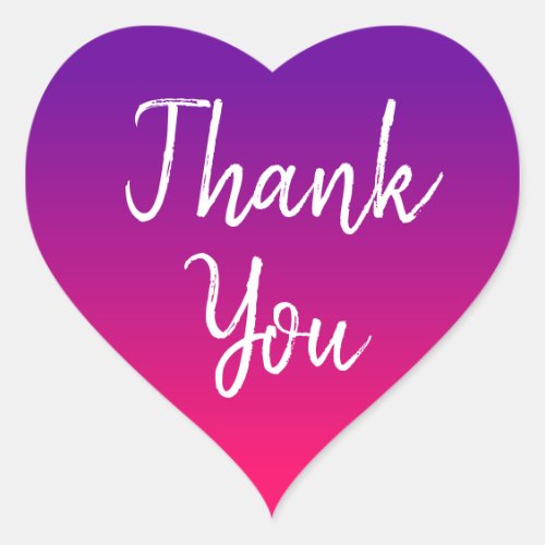 Violet and Hot Pink Ombre Wedding Thank You Heart Sticker