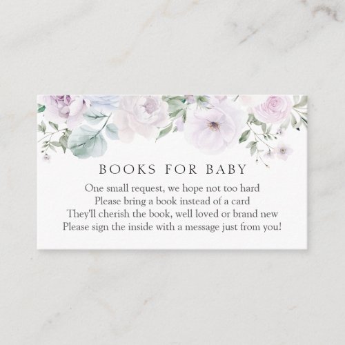 Violet and Lavender Floral Books for Baby  Enclosure Card