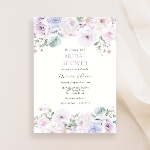 Violet and Lavender Floral Bridal Shower Invitation