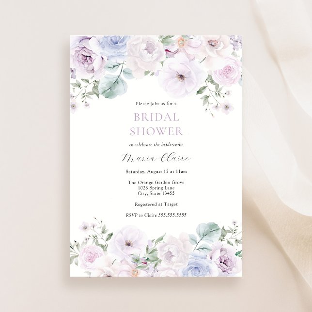 Violet and Lavender Floral Bridal Shower Invitation (Creator Uploaded)