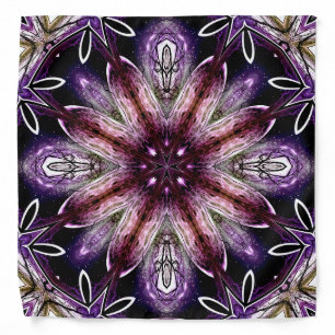 Violet and Magenta Cosmic Flower Kaleidoscope Bandana