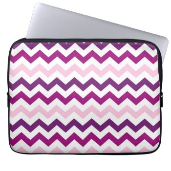 Violet And Pink Zig Zag Chevrons Pattern Laptop Sleeve by heartlockedcases at Zazzle