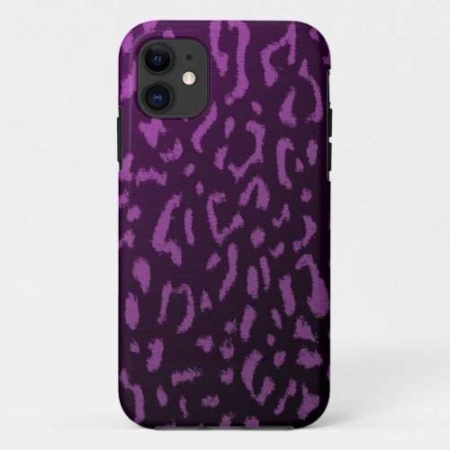 Violet and purple animal print fur skin of leopard iPhone 11 case