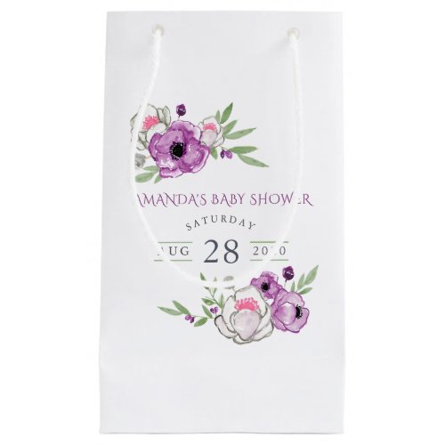 Violet and Sage Floral Baby Shower Thank You Small Gift Bag