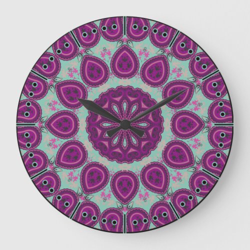 Violet and Sage Pretty Paisley Boho Style Large Clock
