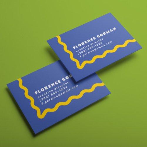 Violet and Sunny Yellow Wavy Frame Business Card