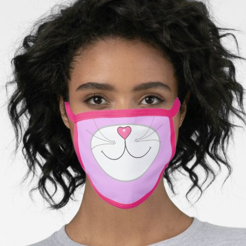 Violet and white kitty cat face mask