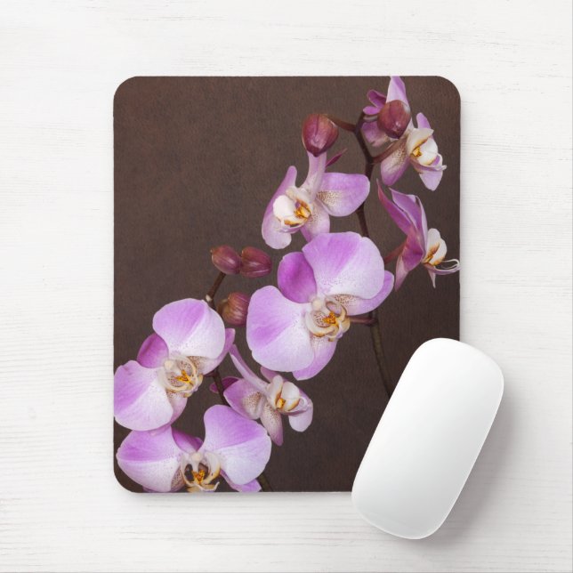 Violet and White Orchid Close Up Photograph Mouse Pad (With Mouse)