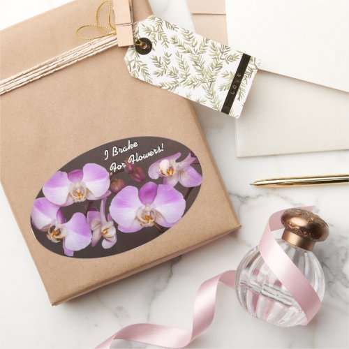Violet and White Orchid Close Up Photograph Oval Sticker