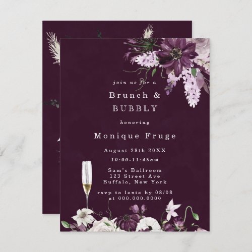 Violet and White Peonies Brunch  Bubbly Invites