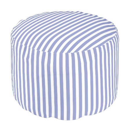 Violet And White Striped Pattern Pouf Seat
