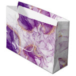 Violet and White Watercolor with Gold Large Gift Bag