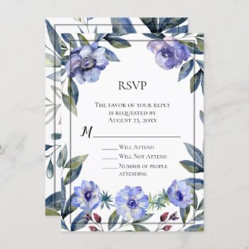 Violet Anemone Flower Watercolor Wedding Invitation by CustomInvites at Zazzle