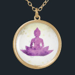 *~* Violet  AP33 Buddha Botanical Floral Lotus Gold Plated Necklace<br><div class="desc">(( search id AP33 for similar designs )) Simple and Minimal Abstract Boho Zen Watercolor soft with GOLD areas. There are options in shape and metal plating colors in Silver Plate and Gold Plate. * Energetically Enhanced Bohemian Botanical Garland / Bouquet Floral / Flowers Pastel Modern Popular softly Colorful Zen...</div>