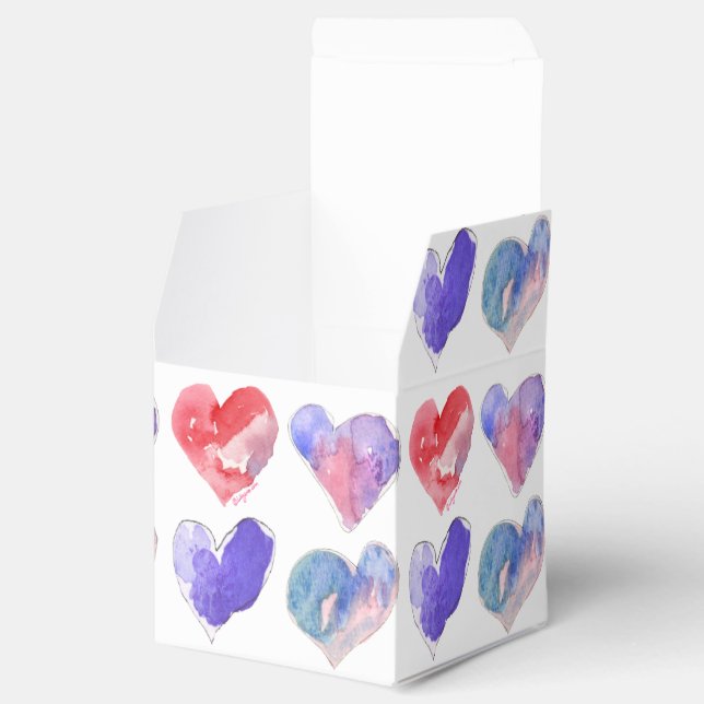 Violet Aqua Pink Hearts 5 Paper Box (Opened)