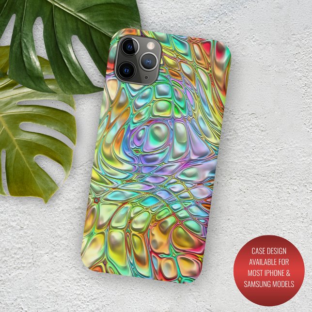 Violet Aqua Turquoise Orange Pink Retro Swirls Art Case-Mate iPhone Case (Creator Uploaded)