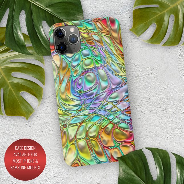 Violet Aqua Turquoise Orange Pink Retro Swirls Art iPhone Case (Creator Uploaded)