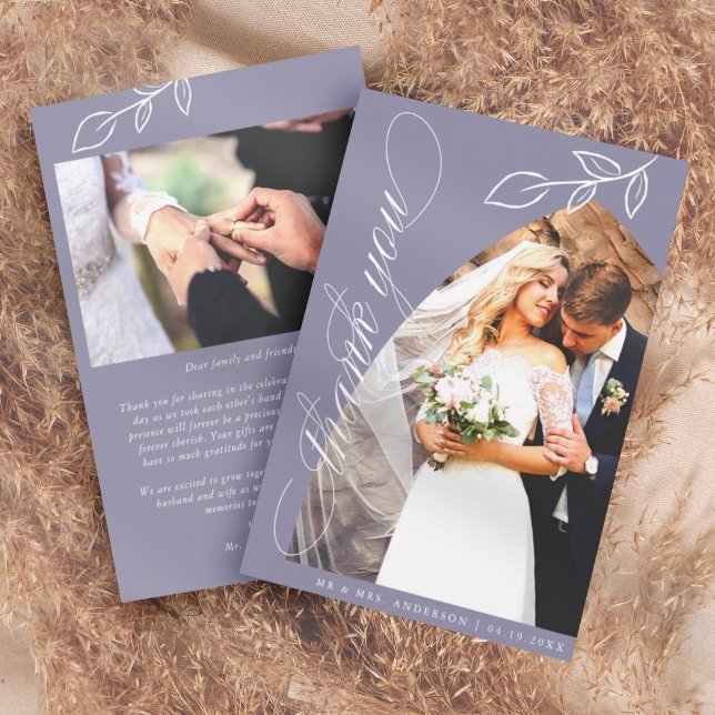 Violet Arch Botanical Leaf Wedding Thank You Card (Creator Uploaded)