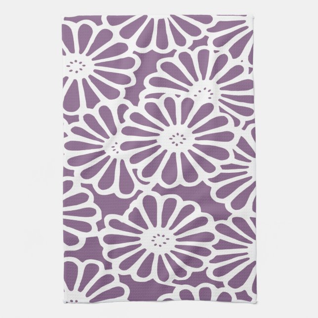 Violet Asian Moods Floral Kitchen Towel (Vertical)