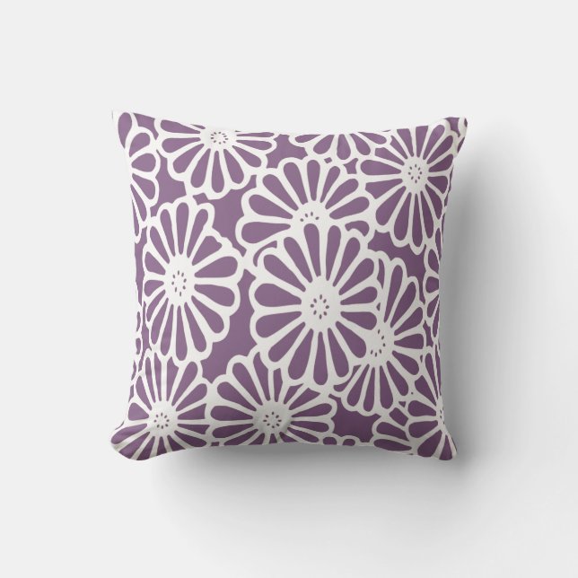 Violet Asian Moods Floral Throw Pillow (Front)