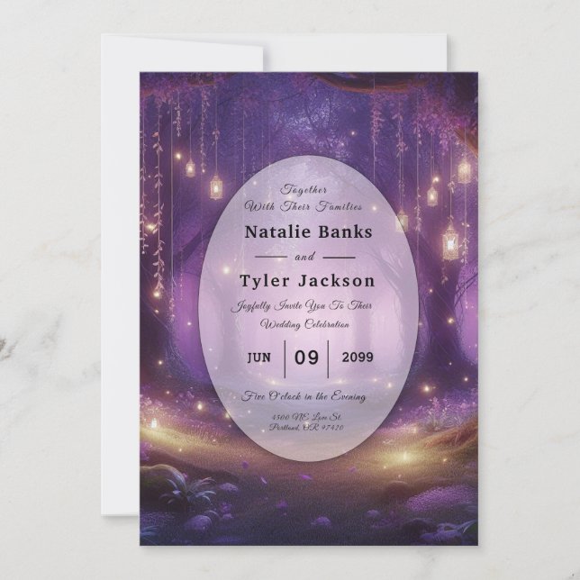 Violet at Midnight Enchanted Forest Wedding Invitation (Front)
