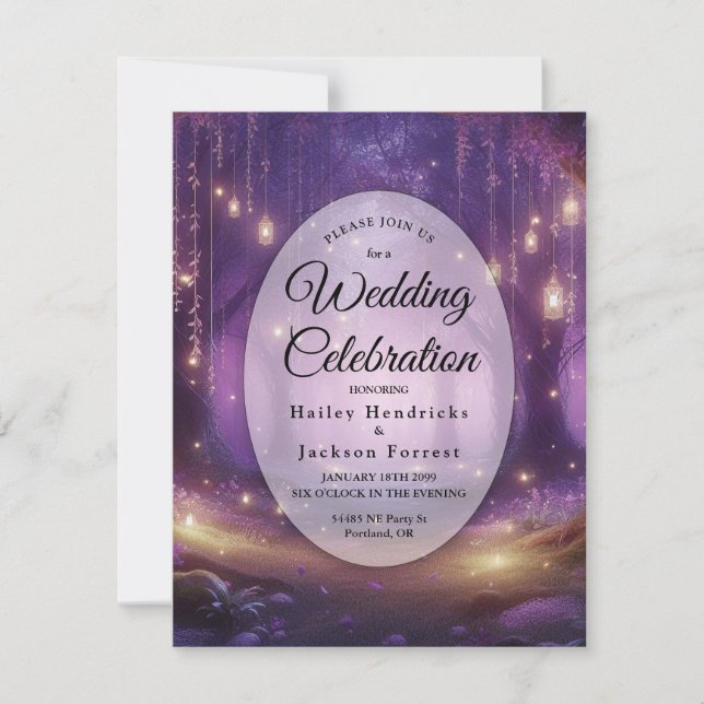 Violet at Midnight Enchanted Forest Wedding Invitation (Front)
