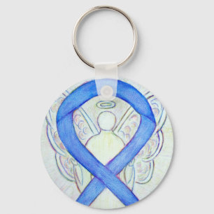 Violet Awareness Ribbon Angel Custom Art Keychain