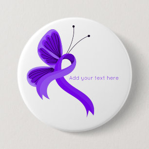 Violet Awareness Ribbon Butterfly Button