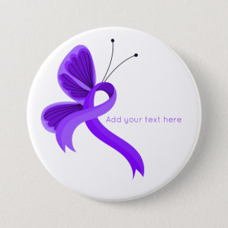 Violet Awareness Ribbon Butterfly Button