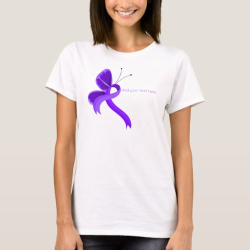 Violet Awareness Ribbon Butterfly T_Shirt