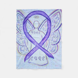 Violet Awareness Ribbon Hope Cure Angel Blanket