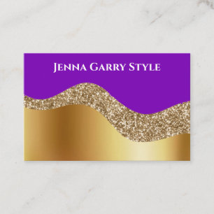 Violet Background & Gold and Glitter Beauty Style Business Card