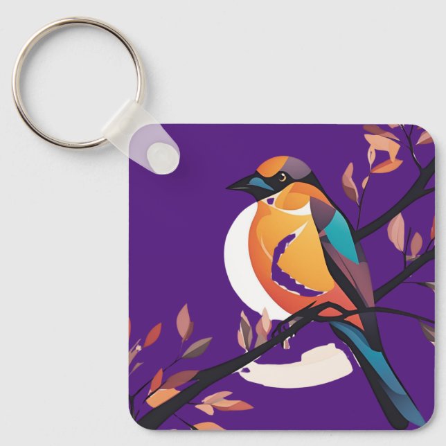 Violet Birdie Pendant Keychain (Front)