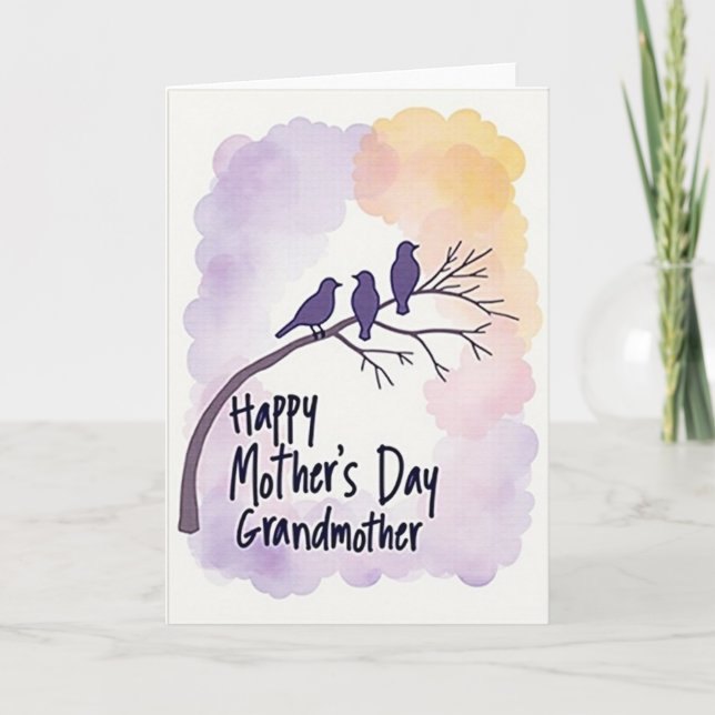 Violet Birds Mothers Day Card (Front)